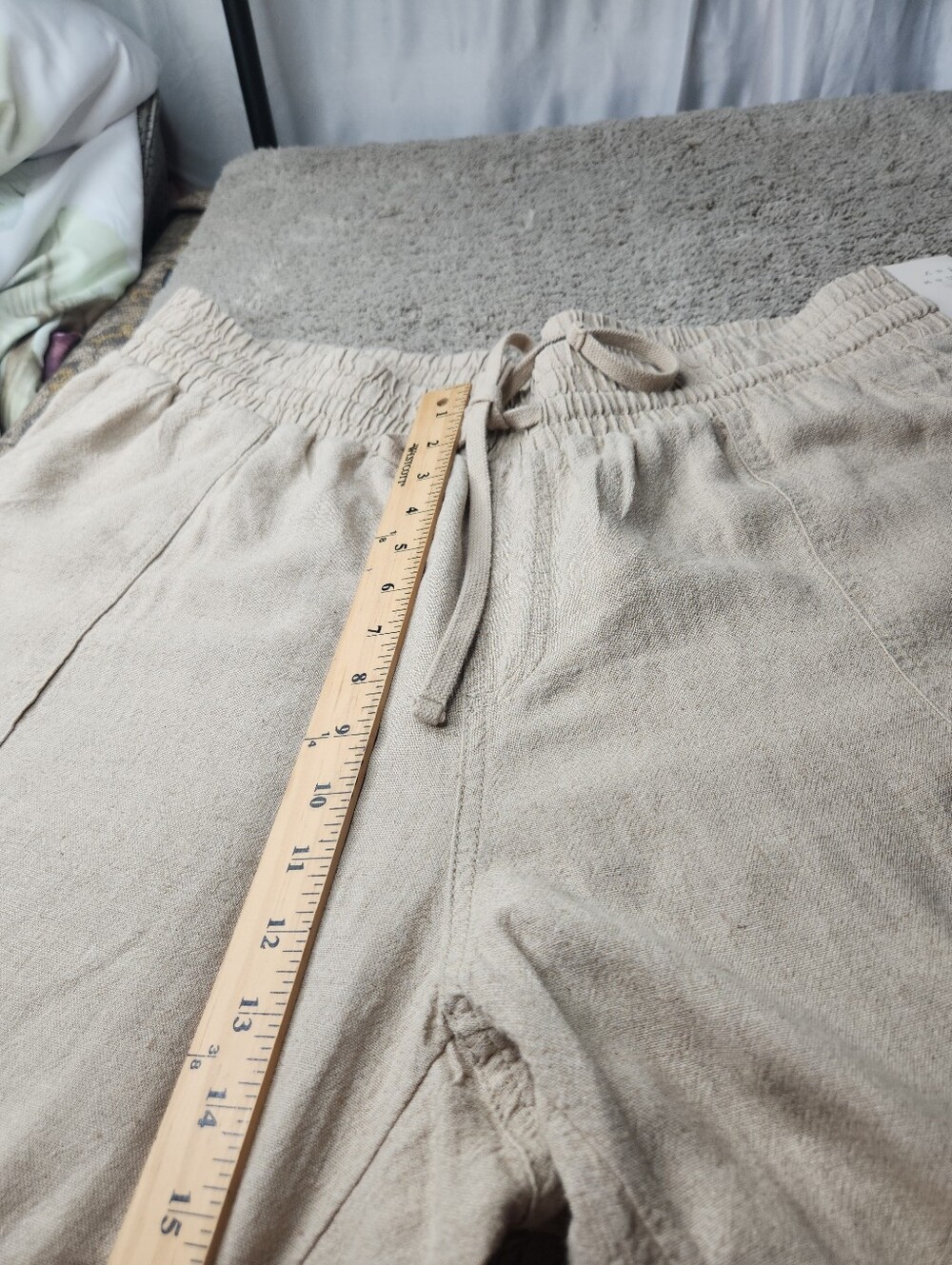 Women's High-Rise Linen Regular Fit Ankle Joggers - A New Day Tan XXL - Picture 9 of 13